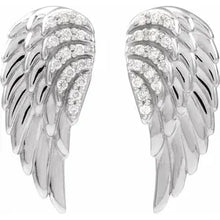 Load image into Gallery viewer, Sterling Silver .07cttw Natural Diamond Angel Wing Earrings
