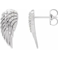 Load image into Gallery viewer, Sterling Silver .07cttw Natural Diamond Angel Wing Earrings
