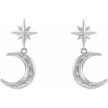 Load image into Gallery viewer, 14K Gold Crescent Moon and Star Earrings In Multiple Colors
