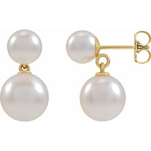 Load image into Gallery viewer, 14K Gold Cultured White Akoya Pearl Earrings In Multiple Colors
