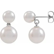 Load image into Gallery viewer, 14K Gold Cultured White Akoya Pearl Earrings In Multiple Colors
