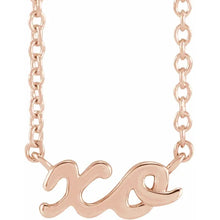 Load image into Gallery viewer, 14K Gold Script &quot;XO&quot; 18&quot; Necklace In Multiple Colors
