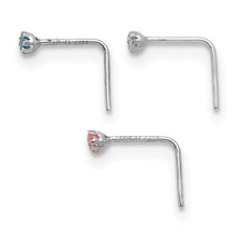 Load image into Gallery viewer, 10k White Gold 1.5mm Set Of 3 CZ Nose Studs
