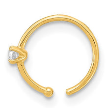 Load image into Gallery viewer, 10K Yellow Gold 20 Gauge CZ Hoop Nose Ring Body Jewelry
