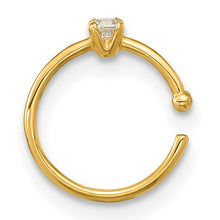 Load image into Gallery viewer, 10K Yellow Gold 20 Gauge CZ Hoop Nose Ring Body Jewelry
