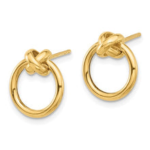 Load image into Gallery viewer, 10K Yellow Gold Polished Knot Circle Post Earrings
