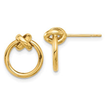 Load image into Gallery viewer, 10K Yellow Gold Polished Knot Circle Post Earrings
