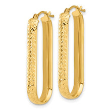 Load image into Gallery viewer, 10K Yellow Gold Polished and Diamond-cut Oval Hoop Earrings
