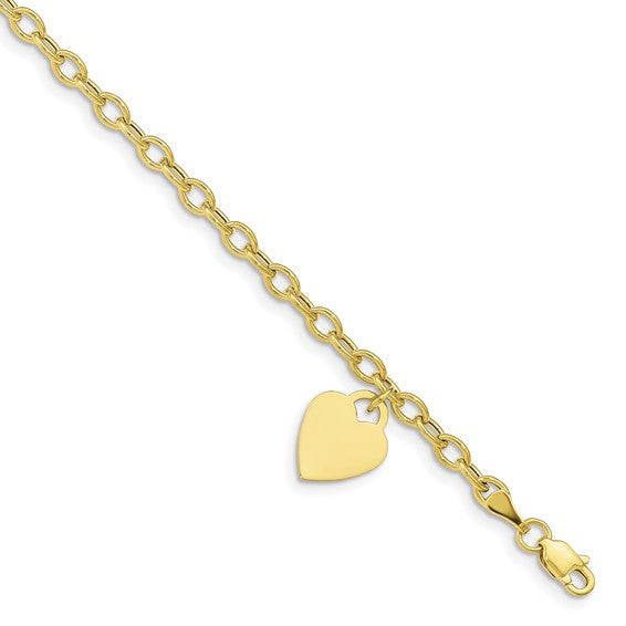 10K Yellow Gold Dangle Heart Bracelet