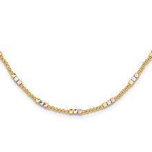 Load image into Gallery viewer, 10K Tri-color Diamond-cut Beaded 18&quot; Necklace
