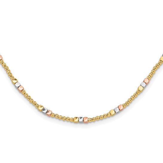 10K Tri-color Diamond-cut Beaded 18