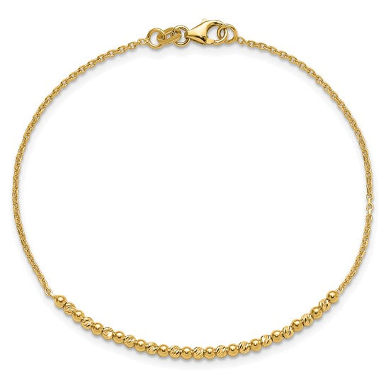 10K Yellow Gold Diamond-cut Beaded 7.5