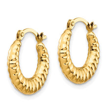 Load image into Gallery viewer, 10K Yellow Gold Scalloped Hollow Hoop Earrings
