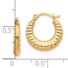 Load image into Gallery viewer, 10K Yellow Gold Scalloped Hollow Hoop Earrings
