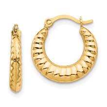 Load image into Gallery viewer, 10K Yellow Gold Scalloped Hollow Hoop Earrings
