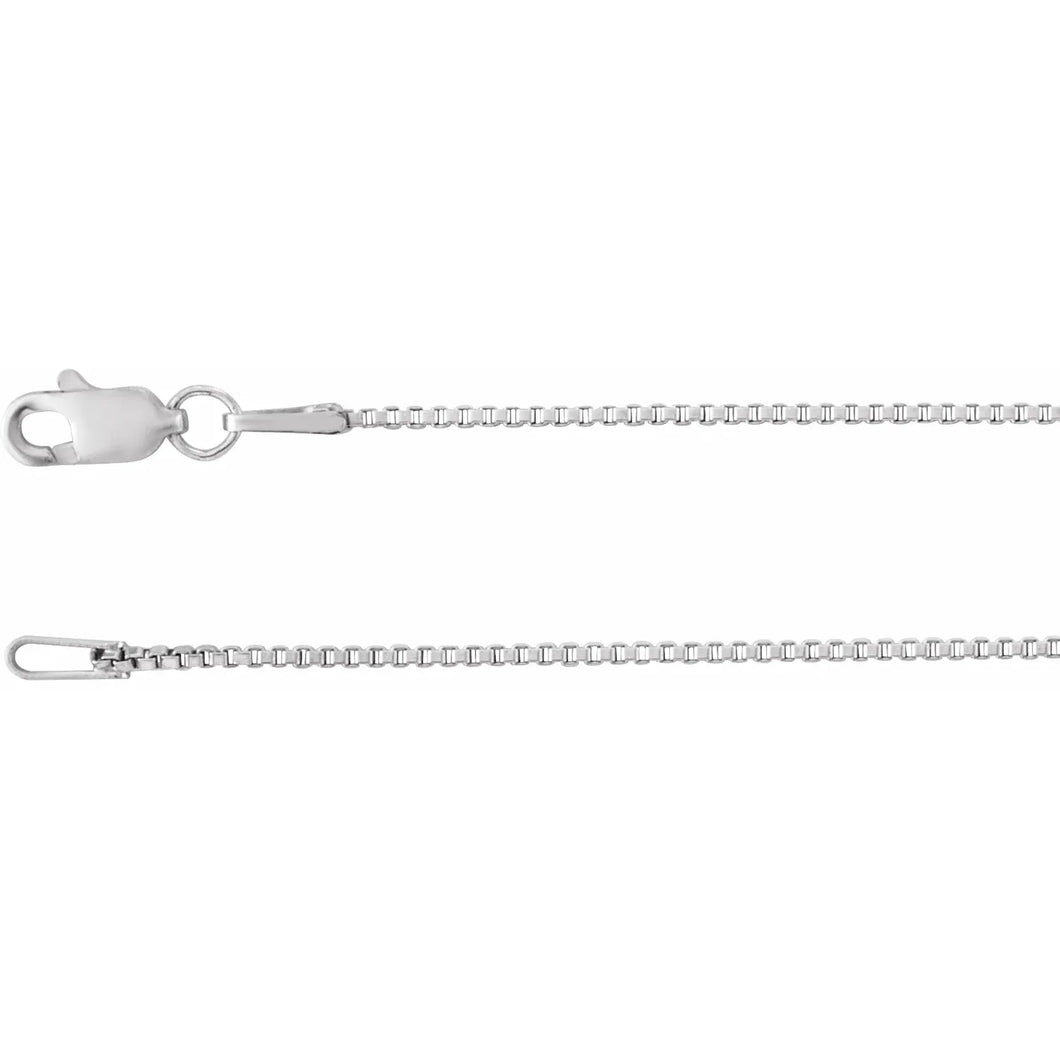 Rhodium-Plated Sterling Silver 1mm Box Chain In Multiple Lengths