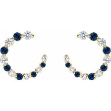 Load image into Gallery viewer, 14K Gold Natural Blue Sapphire &amp; 1/3cttw Natural Diamond Hoop Earrings In Multiple Colors
