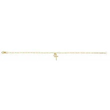 Load image into Gallery viewer, 14K Gold .03 Natural Diamond Cross Charm 7&quot; Bracelet In Multiple Colors
