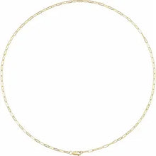 Load image into Gallery viewer, 14K Gold 2.1mm Elongated Link Paperclip Style Cable 18&quot; Chain In Multiple Colors
