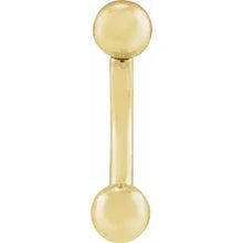 Load image into Gallery viewer, 14K Gold 3mm Internally Threaded Eyebrow Barbell In Multiple Colors
