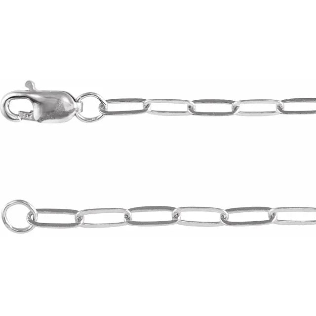 Sterling Silver 2.1mm Paperclip Chain In Multiple Lengths