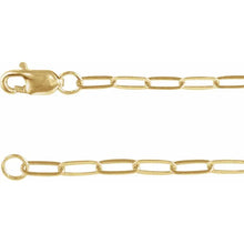 Load image into Gallery viewer, 14K Gold 2.1mm Elongated Link Paperclip Style Cable 18&quot; Chain In Multiple Colors
