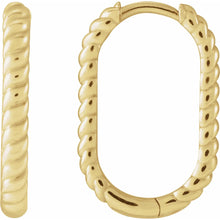 Load image into Gallery viewer, 14K Gold Elongated Oval 20mm Rope Huggies In Multiple Colors
