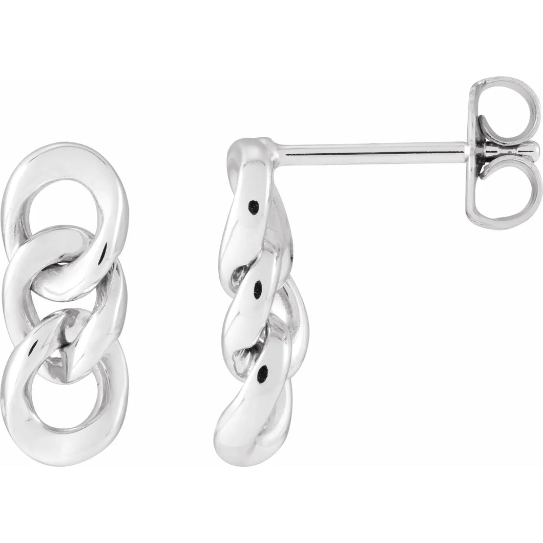 Sterling Silver Curb Chain Link Earrings