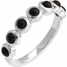 Load image into Gallery viewer, Sterling Silver Cabochon Natural Onyx Stackable Ring - Sizes 6-8
