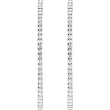 Load image into Gallery viewer, 14K White Gold 5cttw Natural Diamond Inside-Outside 51mm Hoop Earrings
