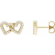 Load image into Gallery viewer, 14K Yellow Gold 1/5 CTW Natural Diamond Interlocking Heart Earrings
