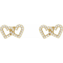 Load image into Gallery viewer, 14K Yellow Gold 1/5 CTW Natural Diamond Interlocking Heart Earrings
