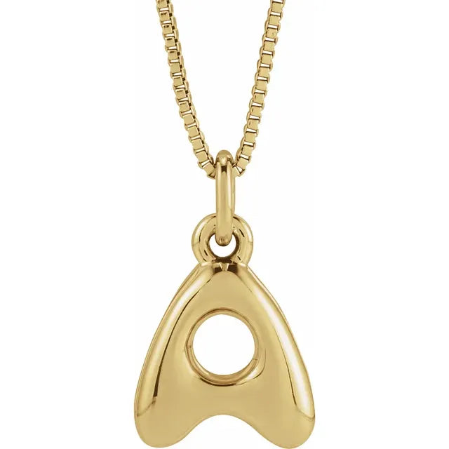 14K Yellow Gold Bubble Initial 18