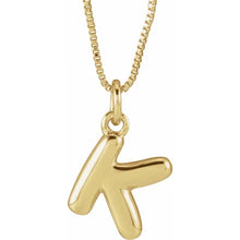 Load image into Gallery viewer, 14K Yellow Gold Bubble Initial 18&quot; Necklace
