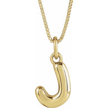 Load image into Gallery viewer, 14K Yellow Gold Bubble Initial 18&quot; Necklace
