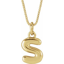 Load image into Gallery viewer, 14K Yellow Gold Bubble Initial 18&quot; Necklace
