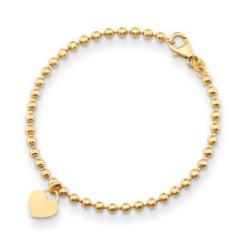 Load image into Gallery viewer, 14k Gold Beaded Bracelets with Heart Charms In Multiple Colors
