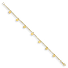 Load image into Gallery viewer, 14K Yellow Gold Round Dangle Disc on Chain 7.25&quot; Bracelet
