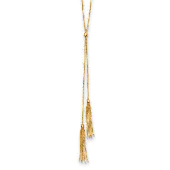 14K Yellow Gold Sliding Chain with Tassels 30