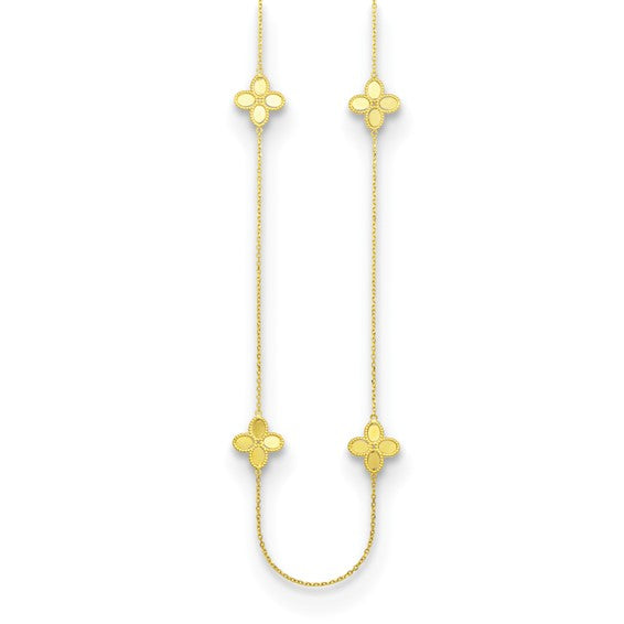 14k Yellow Gold Flowers Fancy Link 24