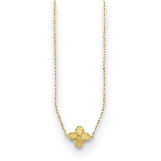 14k Yellow Gold Clover on 18