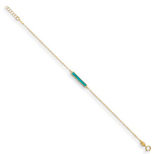 Load image into Gallery viewer, 14K Yellow Gold and Teal Color Bar 7&quot; Bracelet
