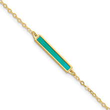 Load image into Gallery viewer, 14K Yellow Gold and Teal Color Bar 7&quot; Bracelet
