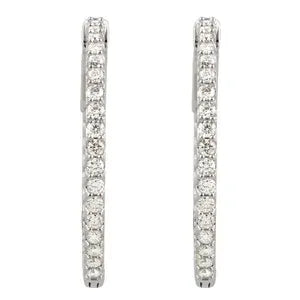 14K Gold 26.5mm 1cttw Natural Diamond Inside-Outside Hinged Hoop Earrings In Multiple Colors