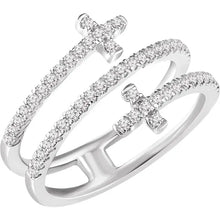 Load image into Gallery viewer, 14K White Gold 3/8cttw Diamond Sideways Cross Ring Size 7
