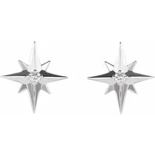 Load image into Gallery viewer, Sterling Silver .03cttw Natural Diamond Star Earrings
