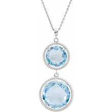 Load image into Gallery viewer, Sterling Silver Natural Sky Blue Topaz Two-Stone 18&quot; Necklace
