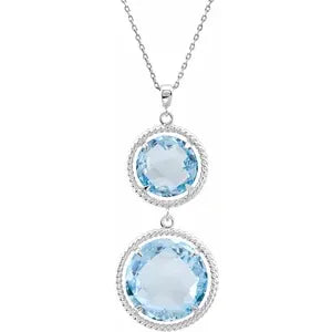 Sterling Silver Natural Sky Blue Topaz Two-Stone 18