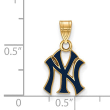 Load image into Gallery viewer, Sterling Silver Gold-plated MLB LogoArt New York Yankees N-Y Small Enameled Pendant
