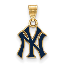 Load image into Gallery viewer, Sterling Silver Gold-plated MLB LogoArt New York Yankees N-Y Small Enameled Pendant
